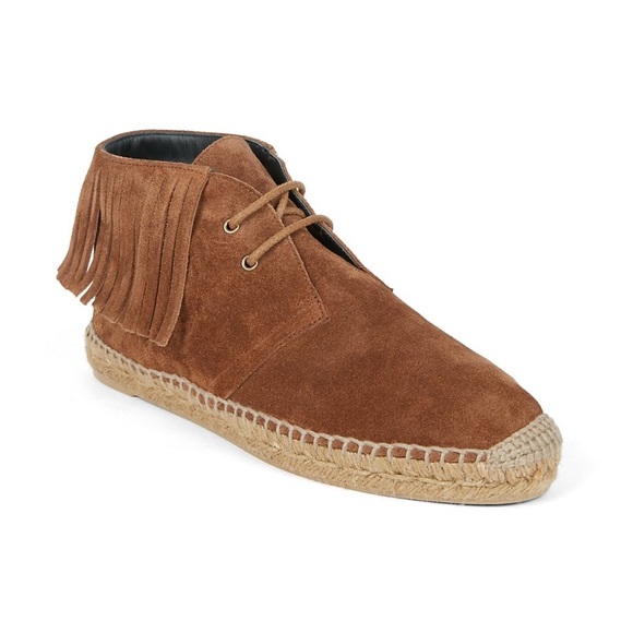 Saint Laurent Fringe Suede Lace-Up Espadrilles - Picture 1 of 12